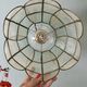 Suspension antique lampshade in blue mother-of-pearl and brass