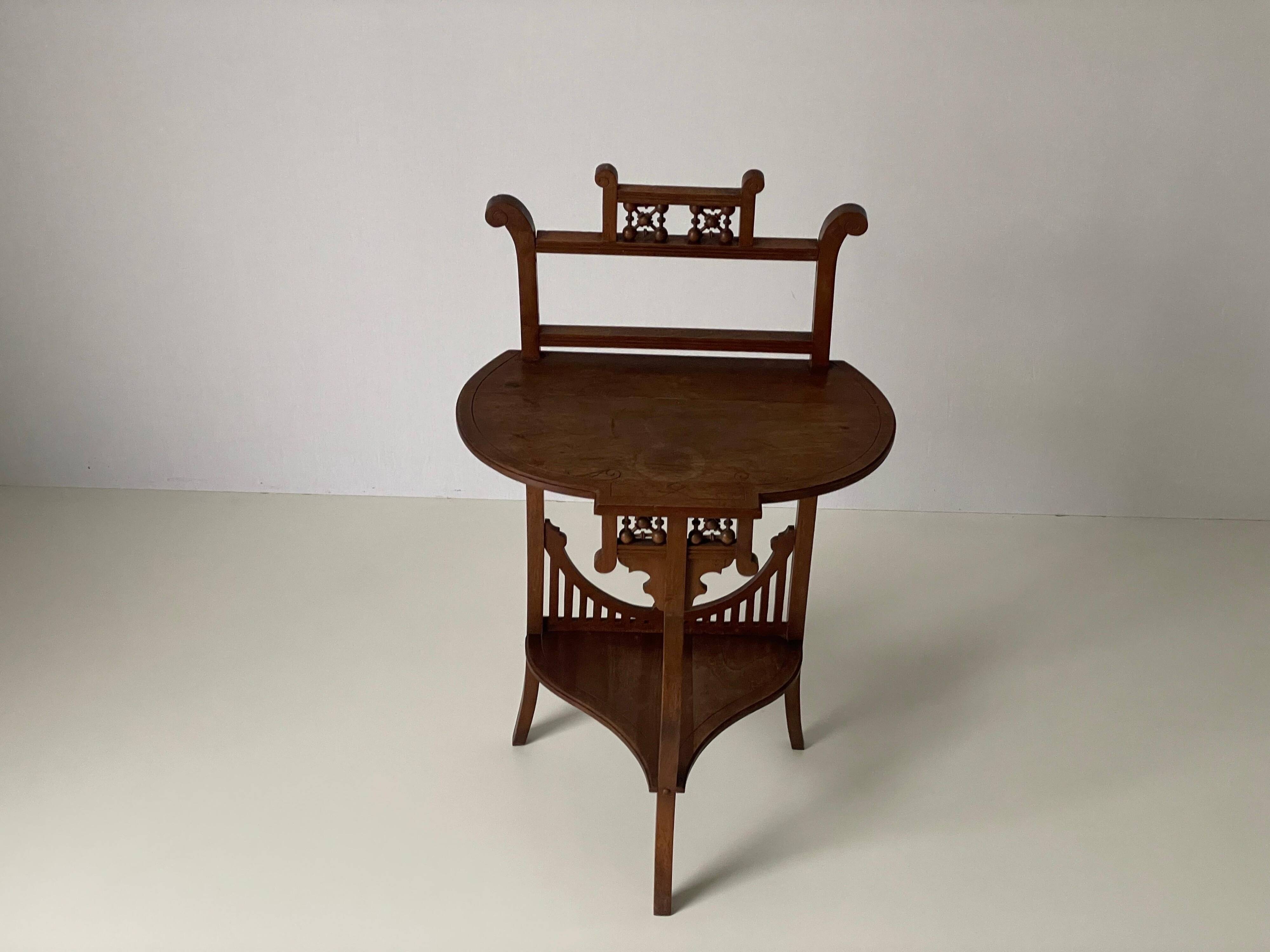 Two-tier walnut console table, 1950s, France.