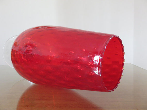 Italy 60s 70s red glass vase