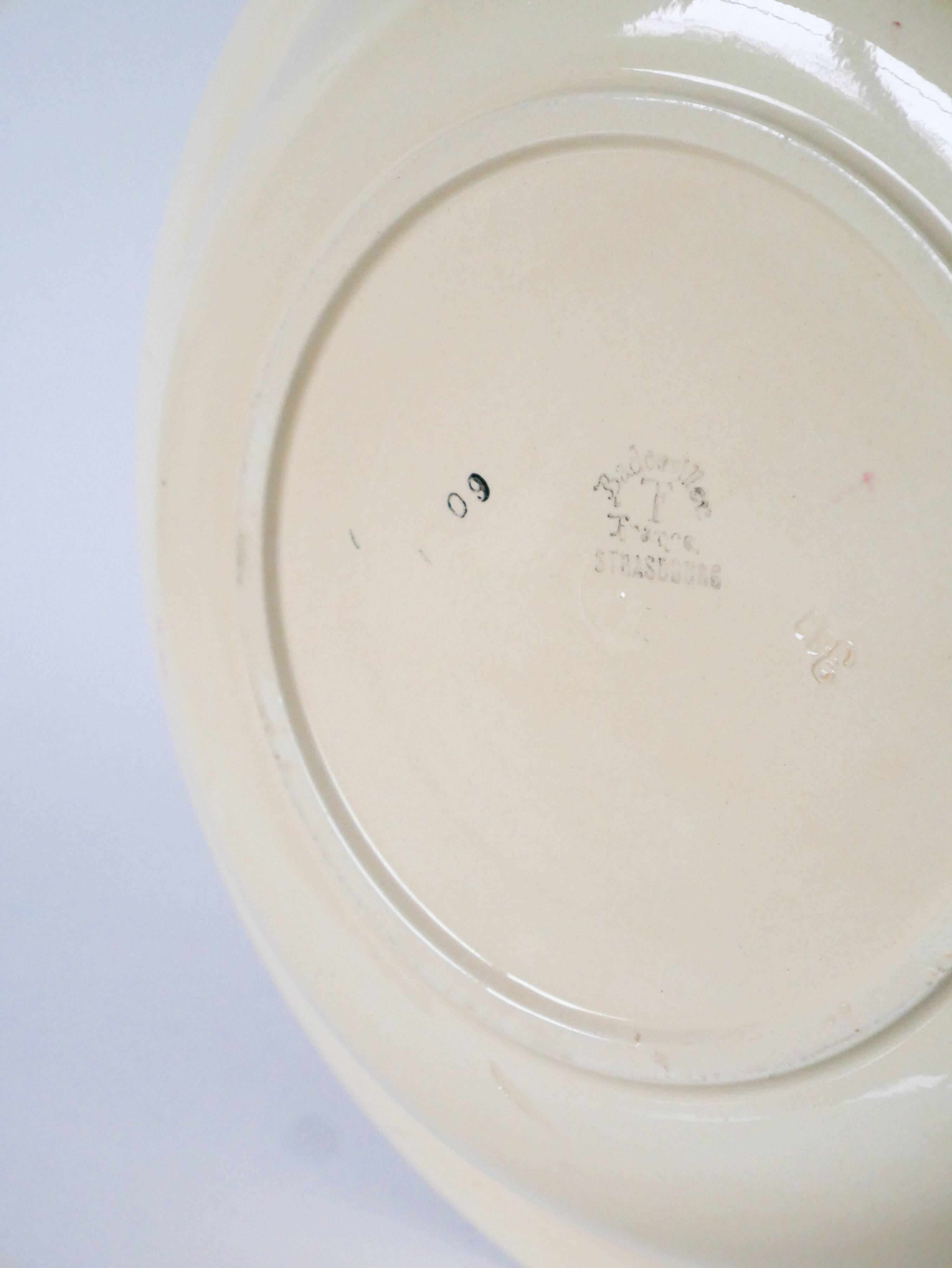 Large Badonviller deep platter, Strasbourg model, 1950