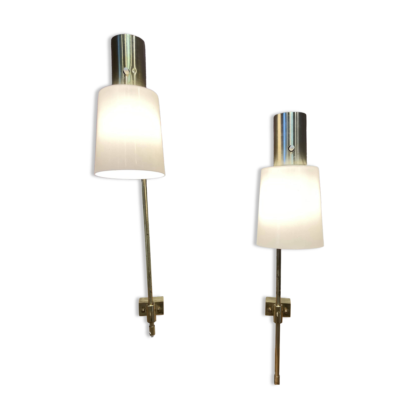 Paire de grandes lampes modulables "design industriel 1950".