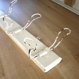 Metal and wood wall coat rack
