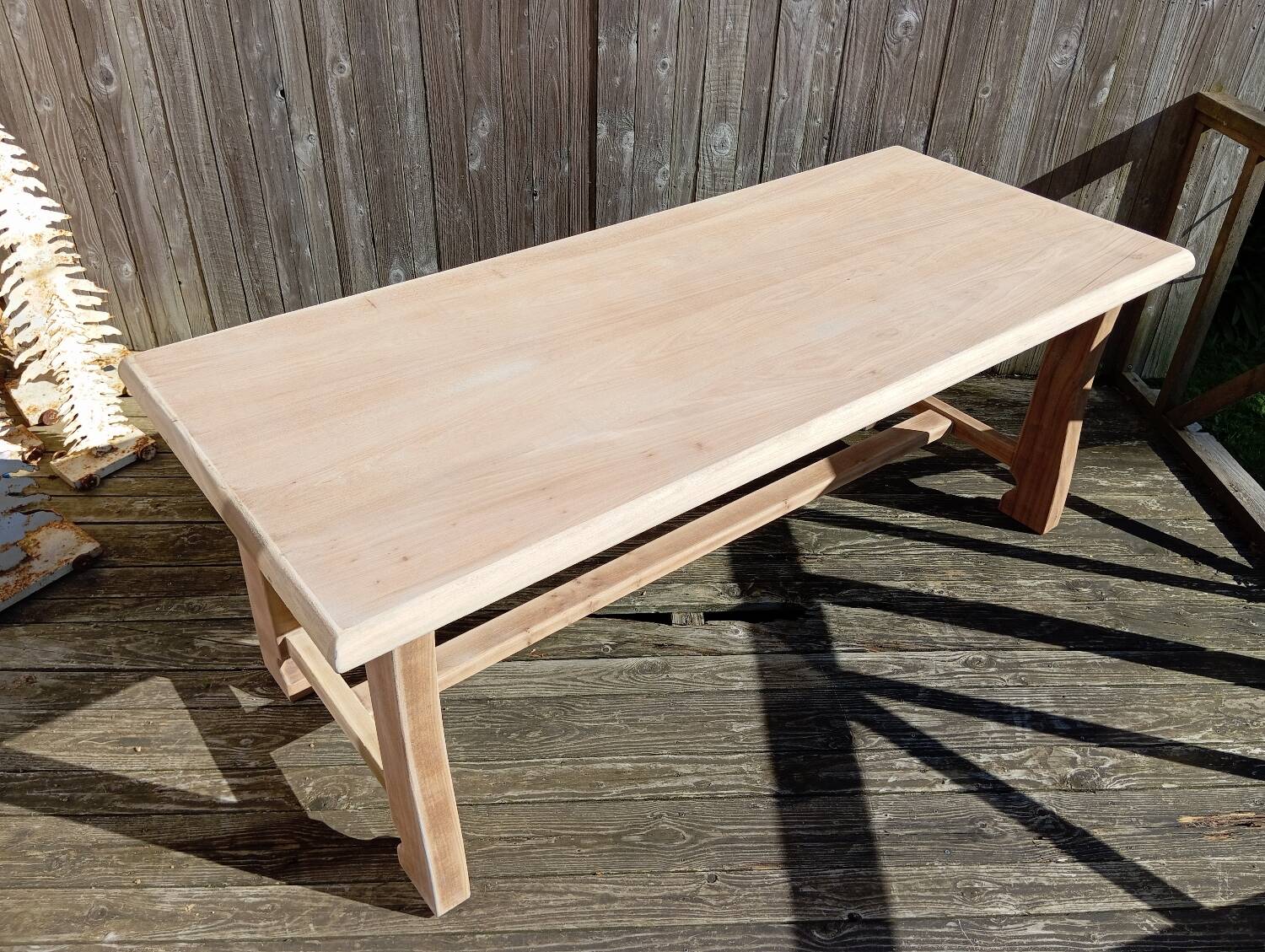 Raw wood farmhouse table