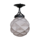 Geometric French Glass and Iron Pendant Light