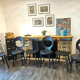 Series of 6 mismatched bistro chairs Baumann and Gizycko