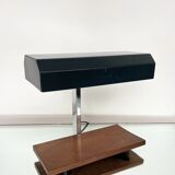 1950s desk lamp with teak base and grey lacquered metal
