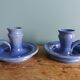 Stoneware candlesticks signed artisanal ceramics