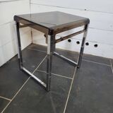 End table with chrome foot and plexiglass top from the 70s