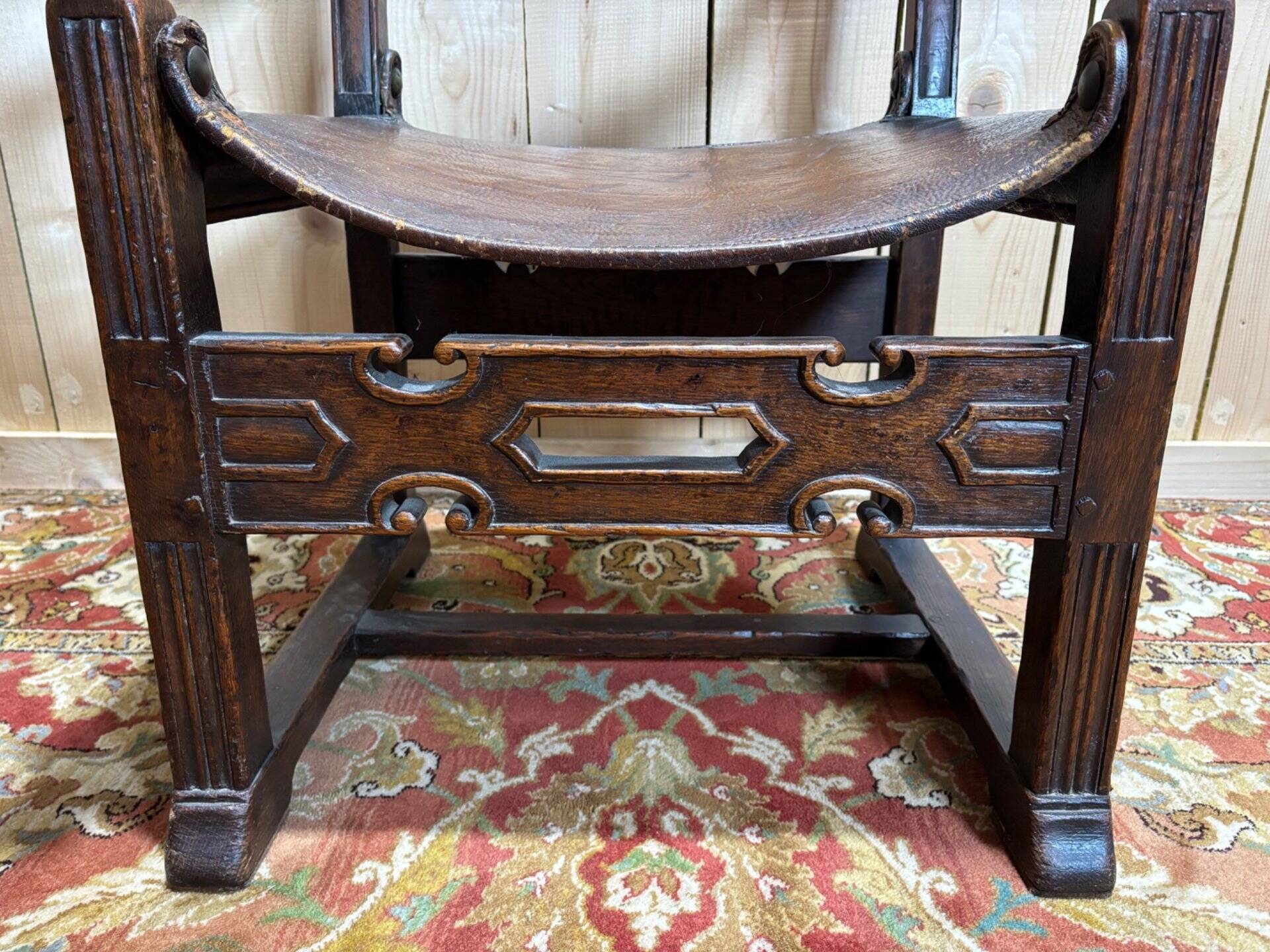 Fauteuil de bureau en chêne et cuir