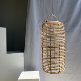 Large lantern-shaped rattan pendant lamp H50 D24