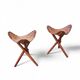 2 x matching vintage tooled leather tripod chair / camp chair