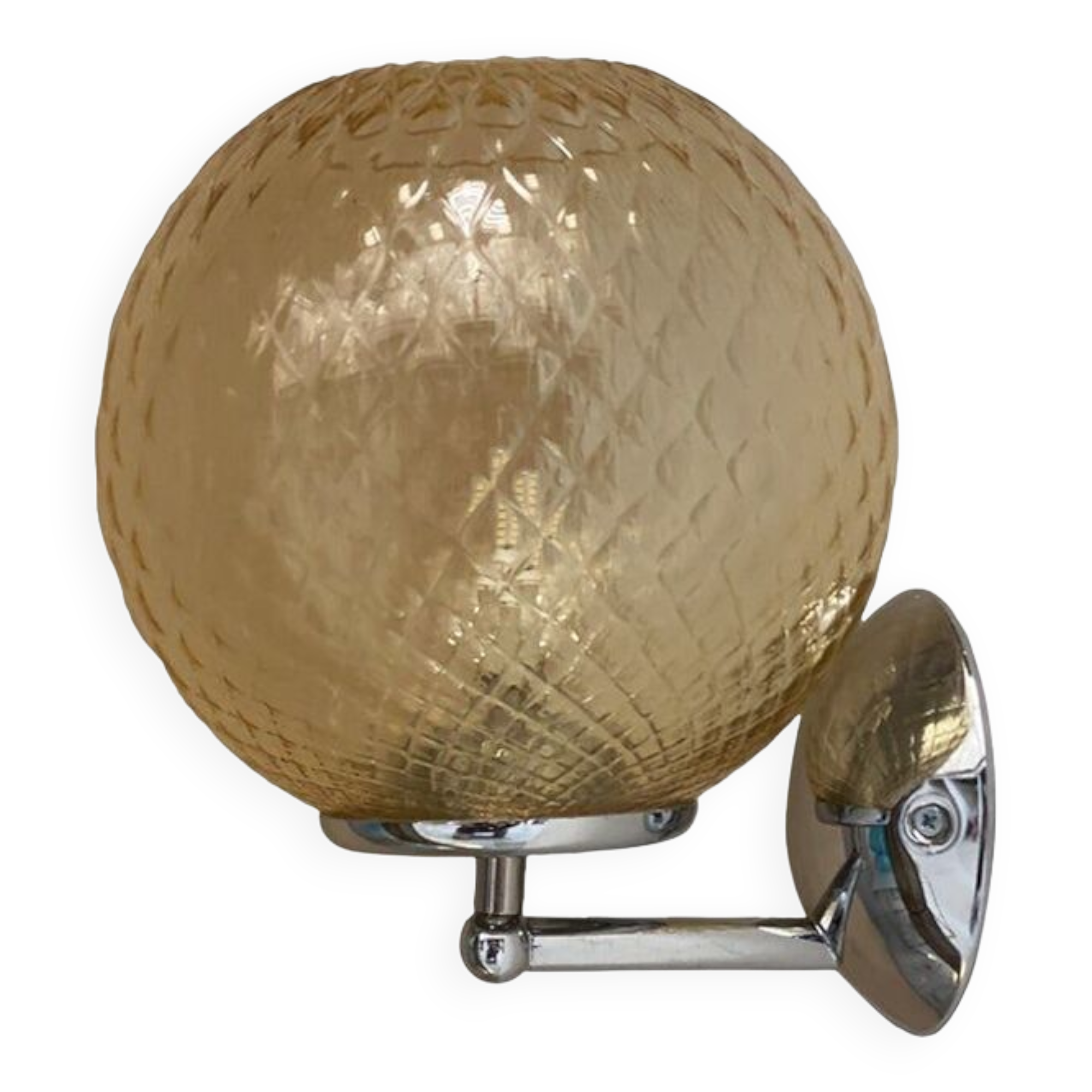 Contemporary "ballotton" amber murano glass wall sconce