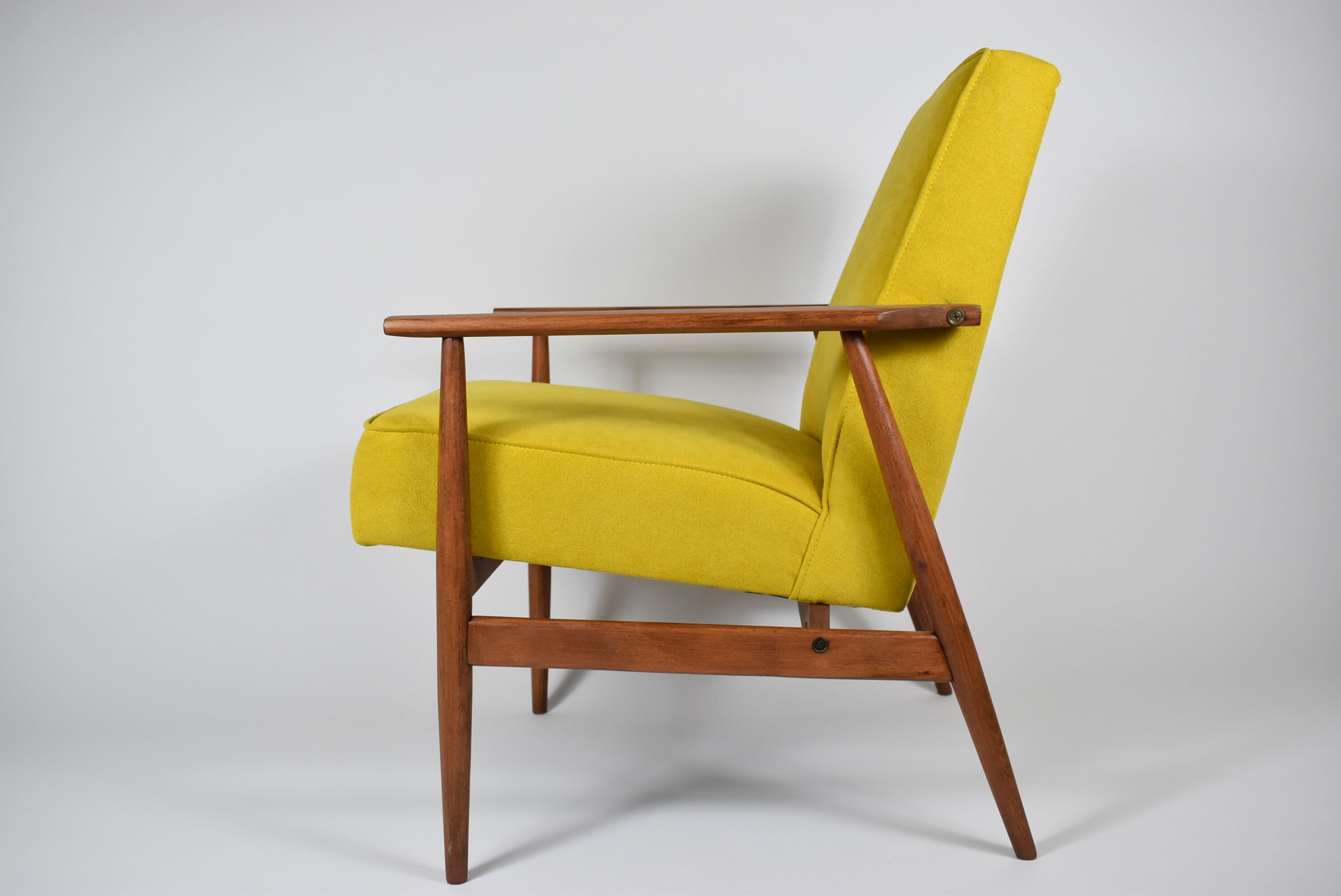 Original armchair "FOX", designer Henry Lis, 1970s, fully restored, yellow