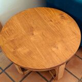 Round solid wood art deco style coffee table