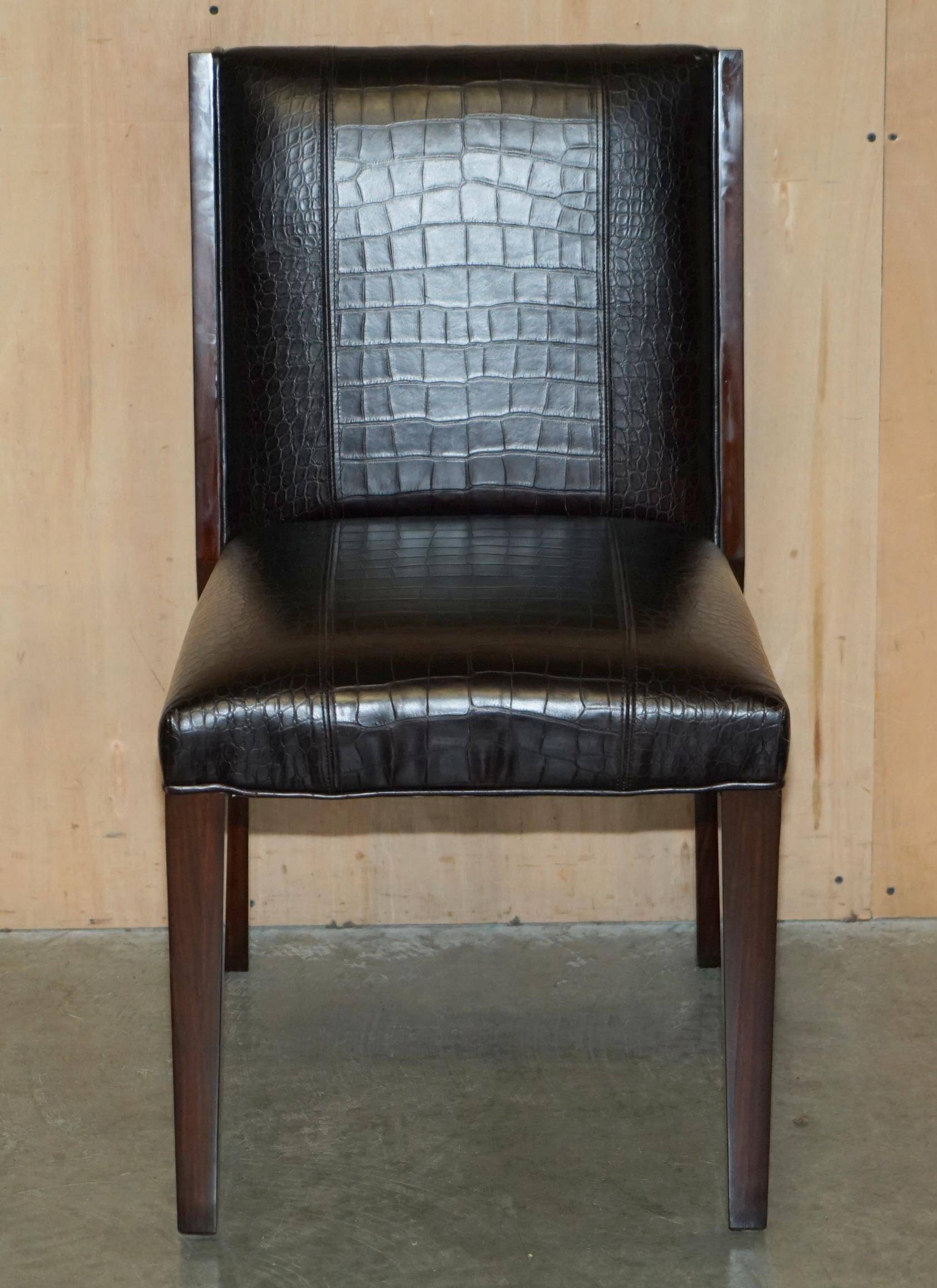 Chaises d'appoint Ralph Lauren Metropolis cuir patiné crocodile