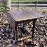 Turned wood drop leaf table