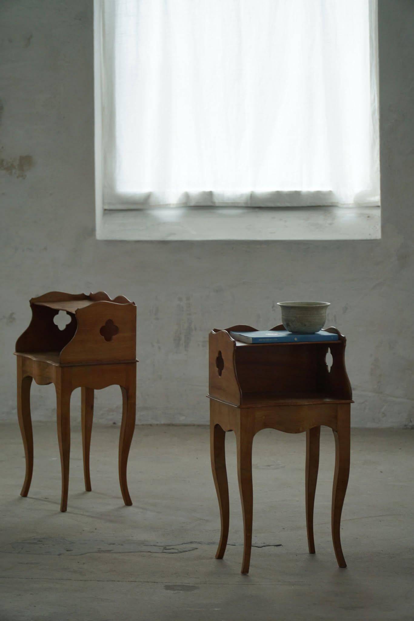 Modern Danish, An Elegant Pair of Walnut Bedside Tables, 1940s