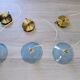 Art Deco blue glass pendant light, moulded glass shade — Ø19 cm — 3 available