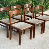 6 chaises Scandinaves Baumann bois massif et tissu beige