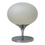 Lampe Space Age en verre opalin, acier chromé et fonte par Kaiser Leuchten,