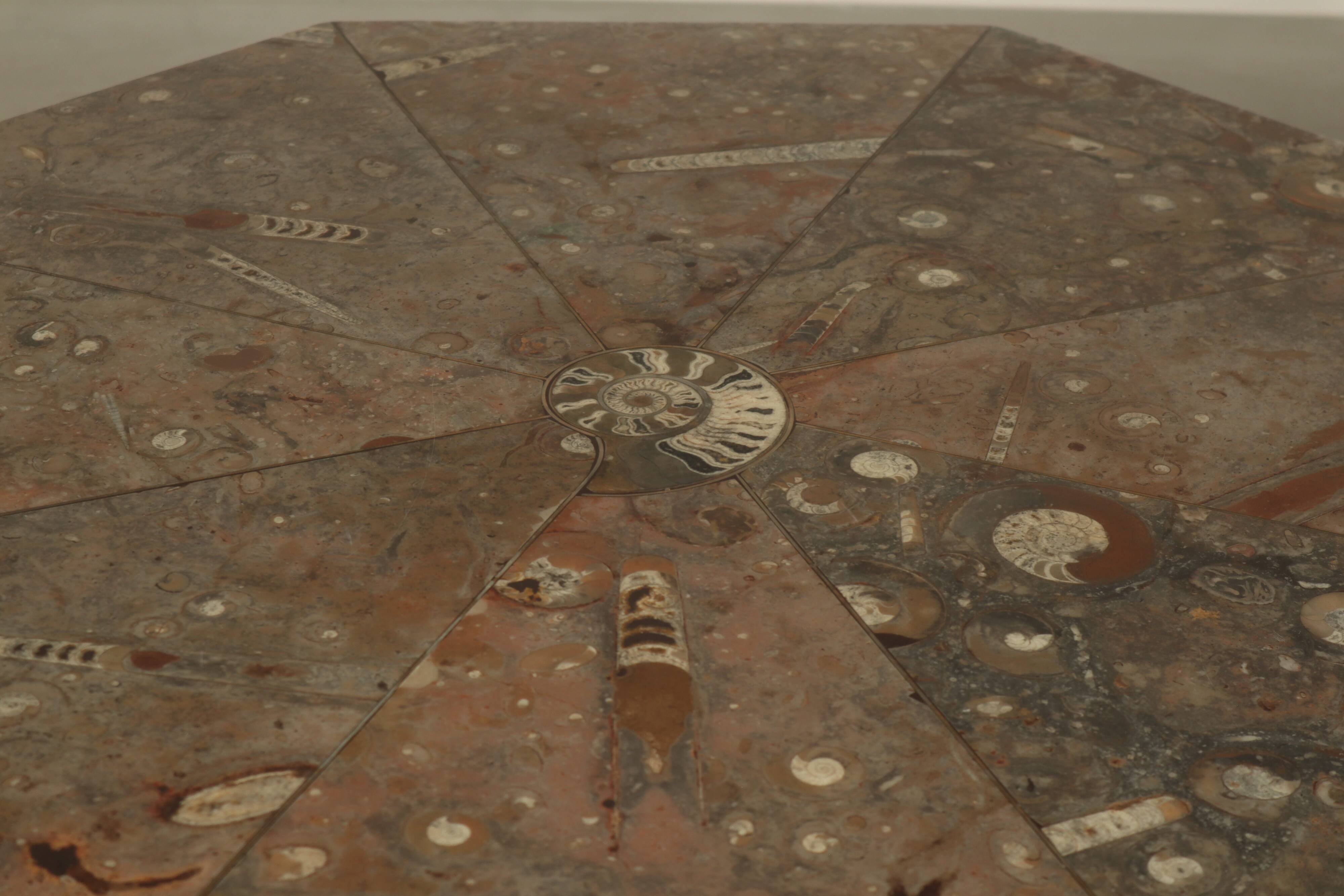 Fossil Stone Pedestal Coffee Table, France, 1970's
