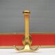 Vintage bistro coat rack with 3 patères gold and red hooks