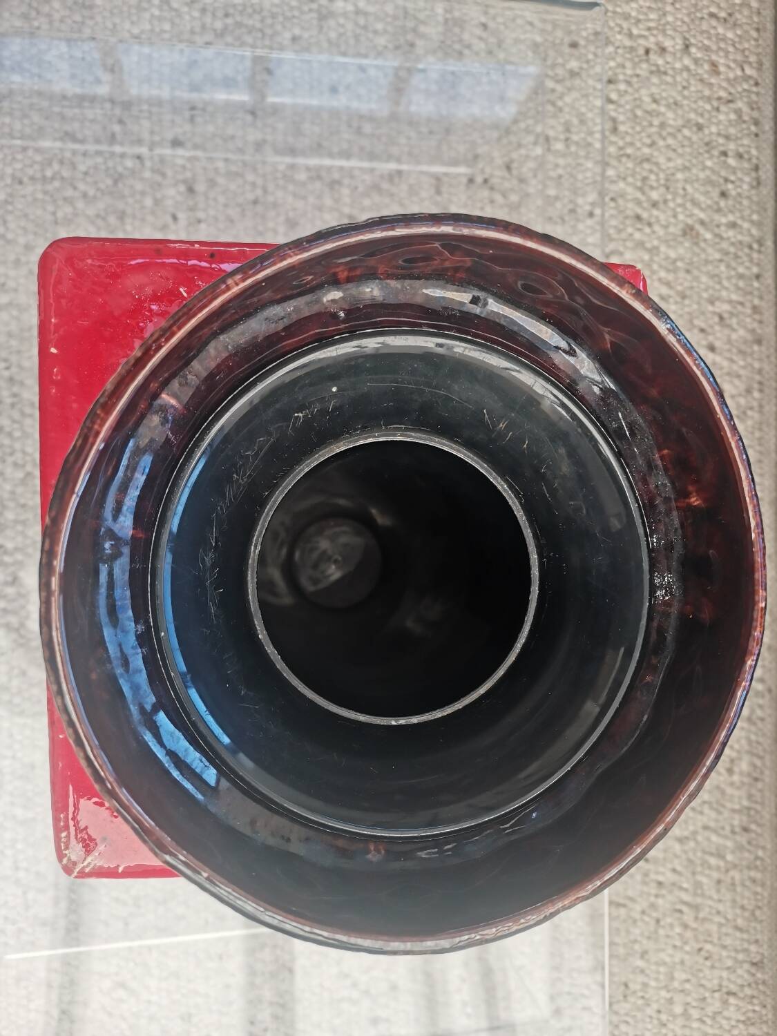 Large BAY Keramik Floor Vase 45 cm Red Vintage West Germany Bodo Mans