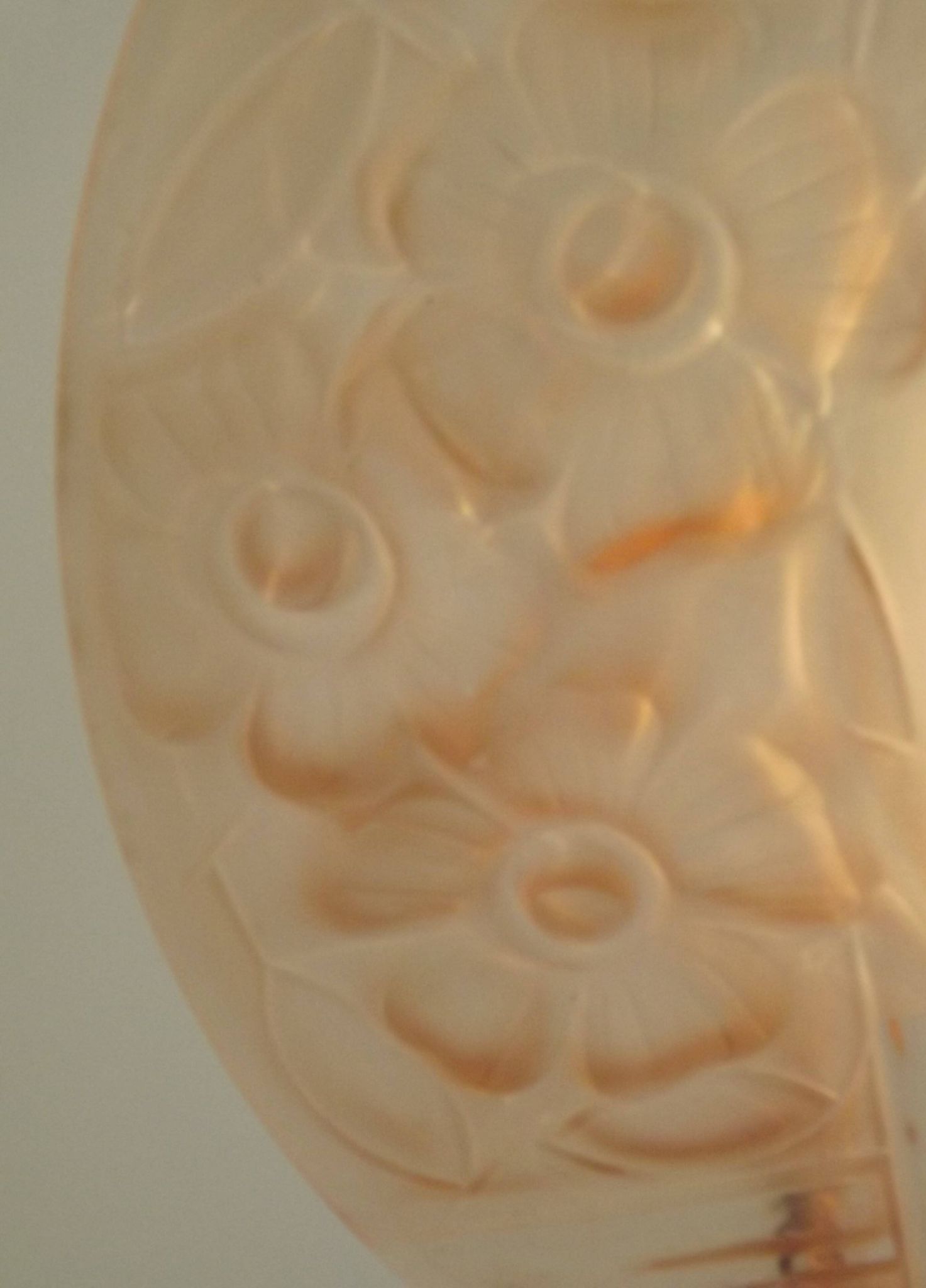 French Art Deco Stamped S.E.V.B.A Pink Glass Platform Floral Design 5553
