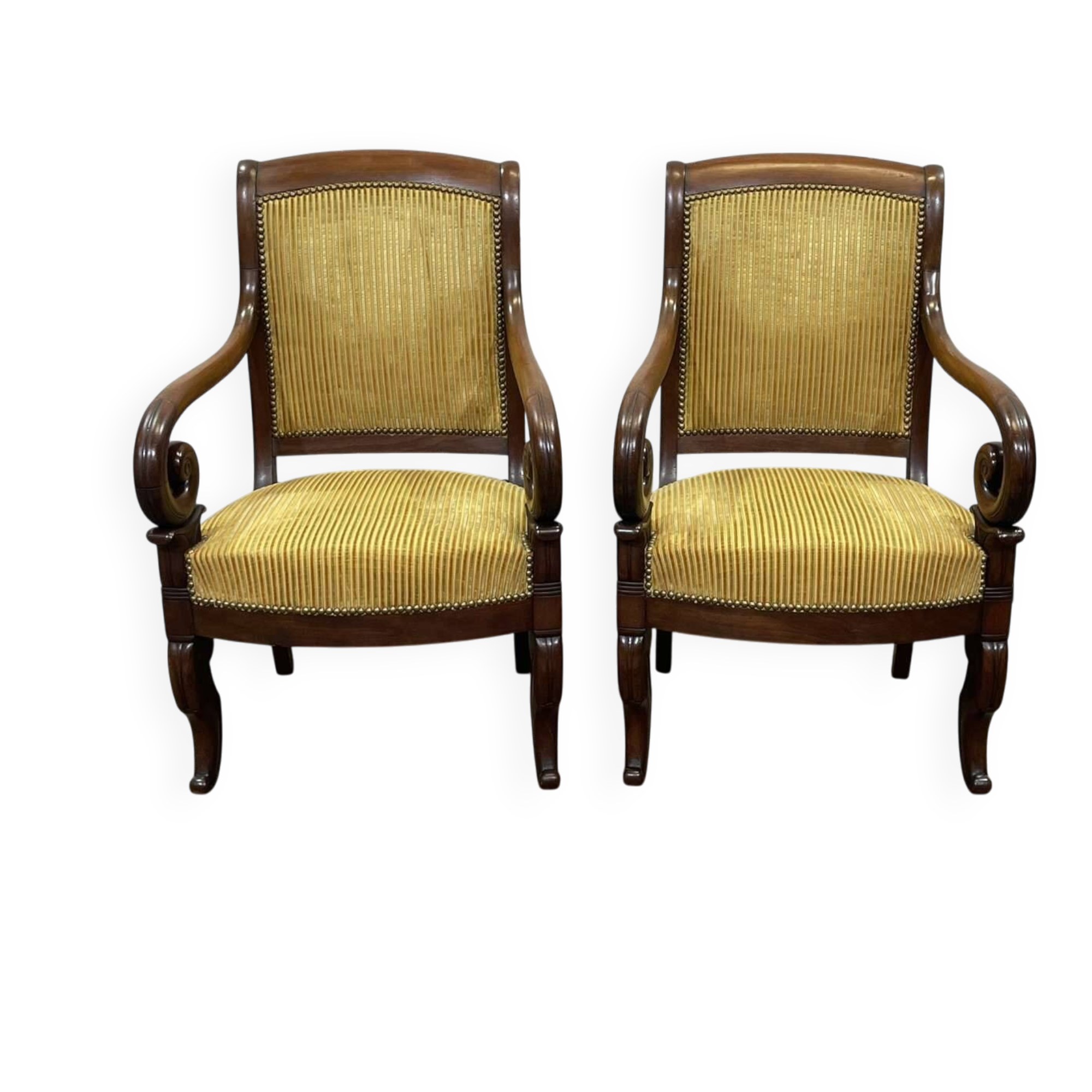 Pair of 19th century mahogany armchairs with crossbars