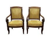 Pair of 19th century mahogany armchairs with crossbars