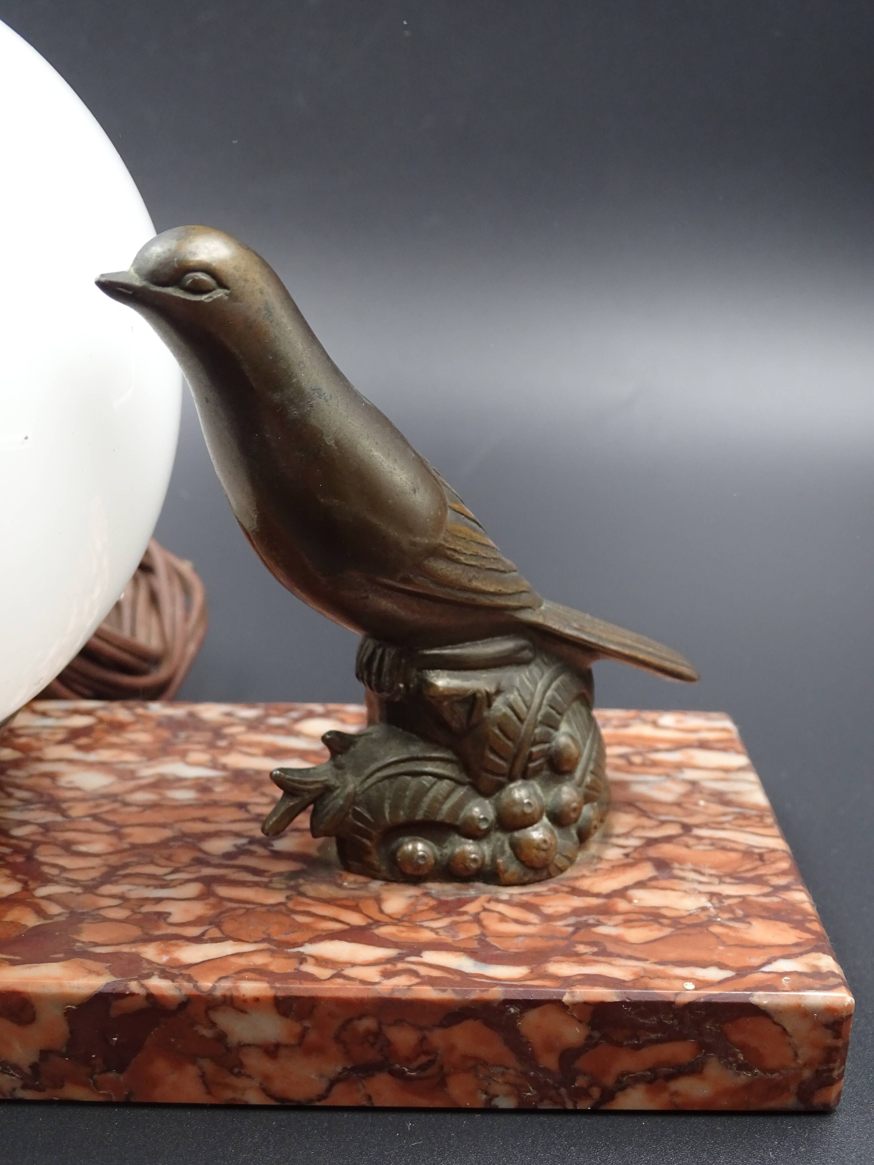 Table lamp "the little bird", marble base, circa 1950