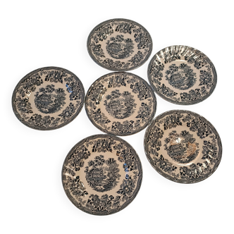 Six assiettes à dessert Churchill