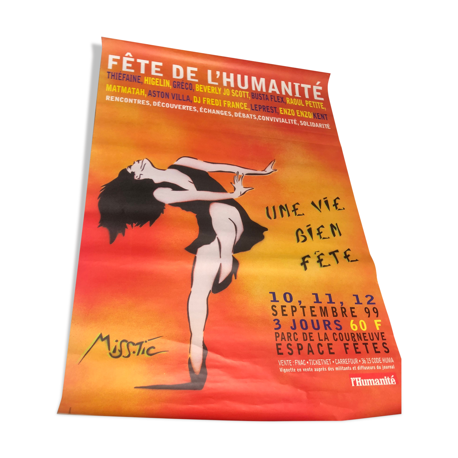 Miss.tic affiche de 1999 une vie bien fête street art fête de l'humanité misstic miss tic