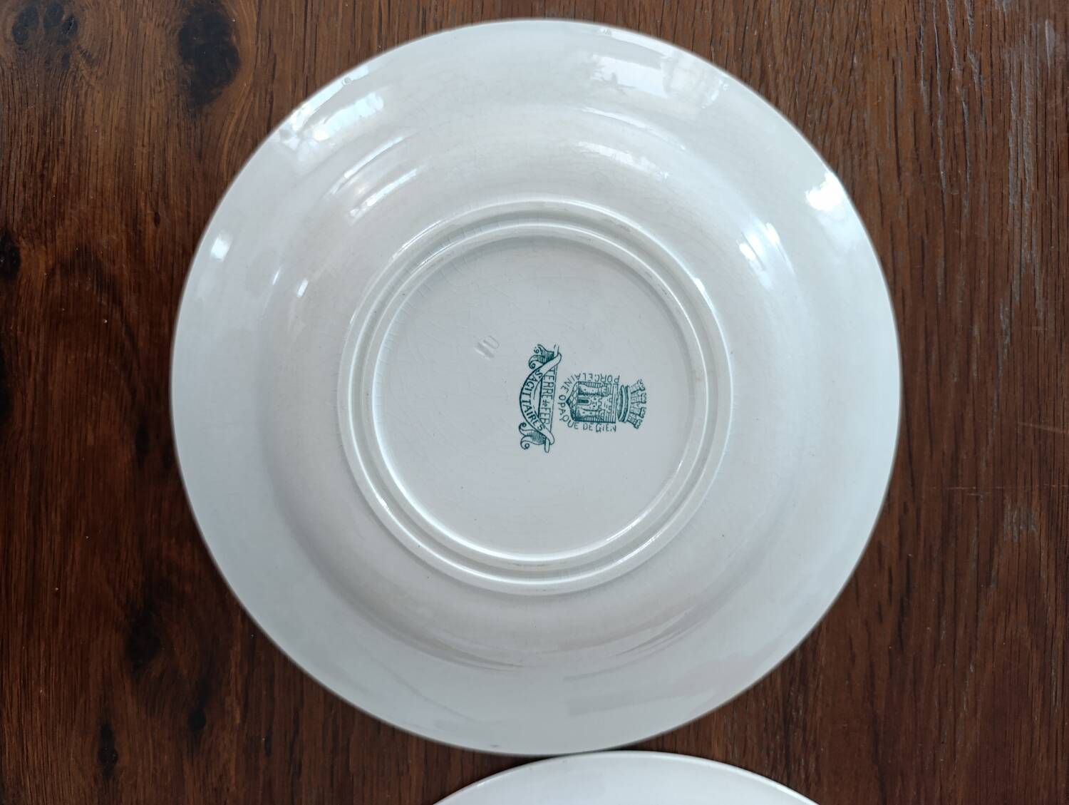 2 Gien ironstone soup plates, Sagittaire model