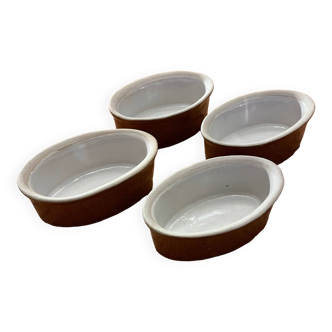 Set of 4 glazed terracotta ramekins