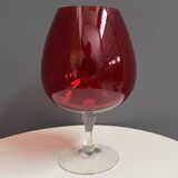 Empoli red large glass shape vase 1960s