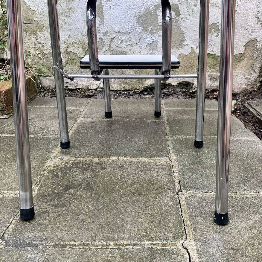 Vintage stepladder in Formica, wood and chromed metal