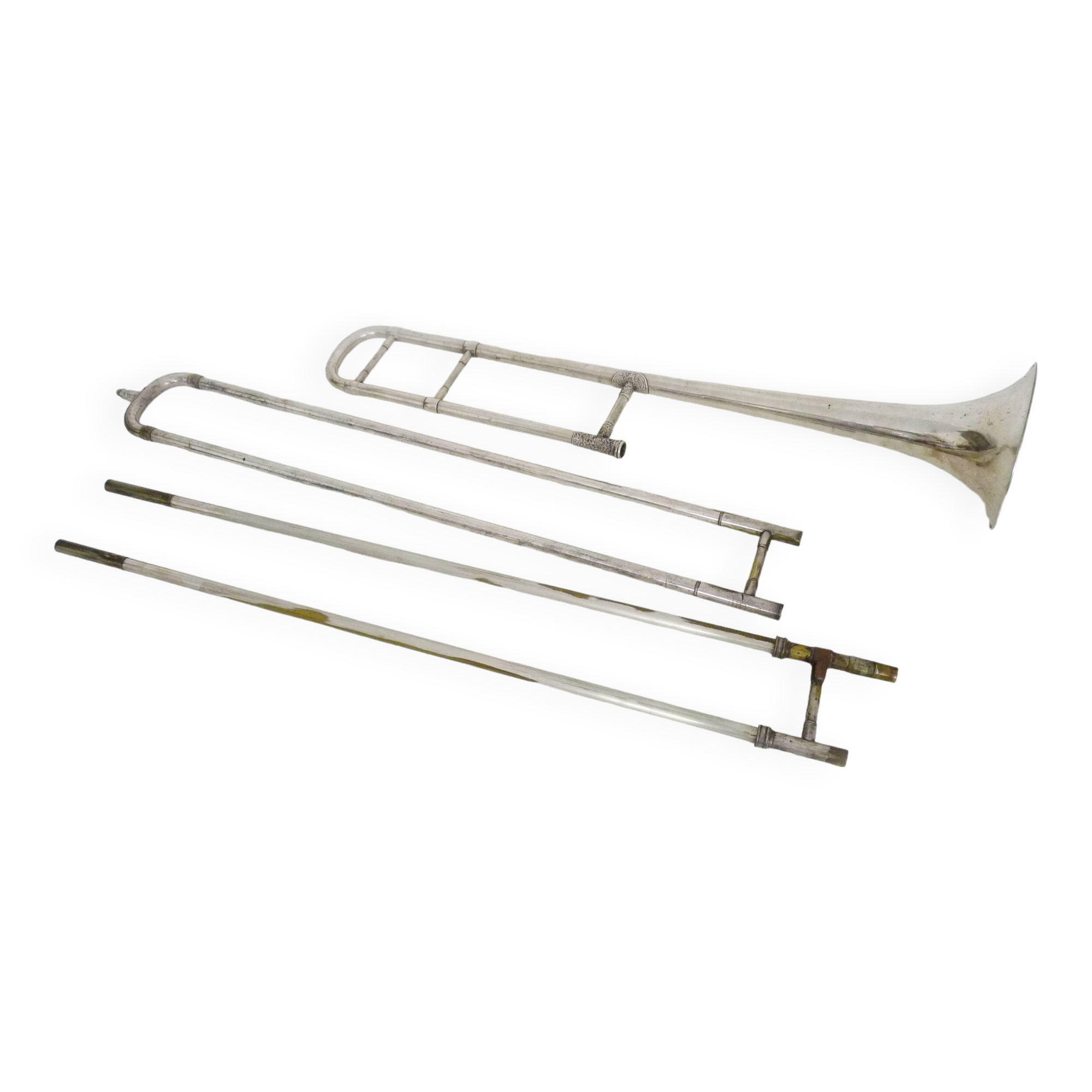Vintage silver trombone by Antoine Courtois, Paris. 1824