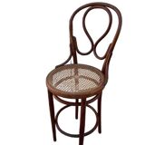 Thonet high bar chair in curved wood and cane