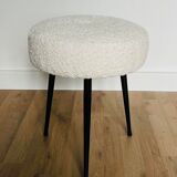 White stool, year 60/70, restored in white moumoute fabric