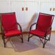 Lot de 2 Fauteuils de jardin en rotin et bambou -Vintage -Années 60 - avec coussins - vernis satin