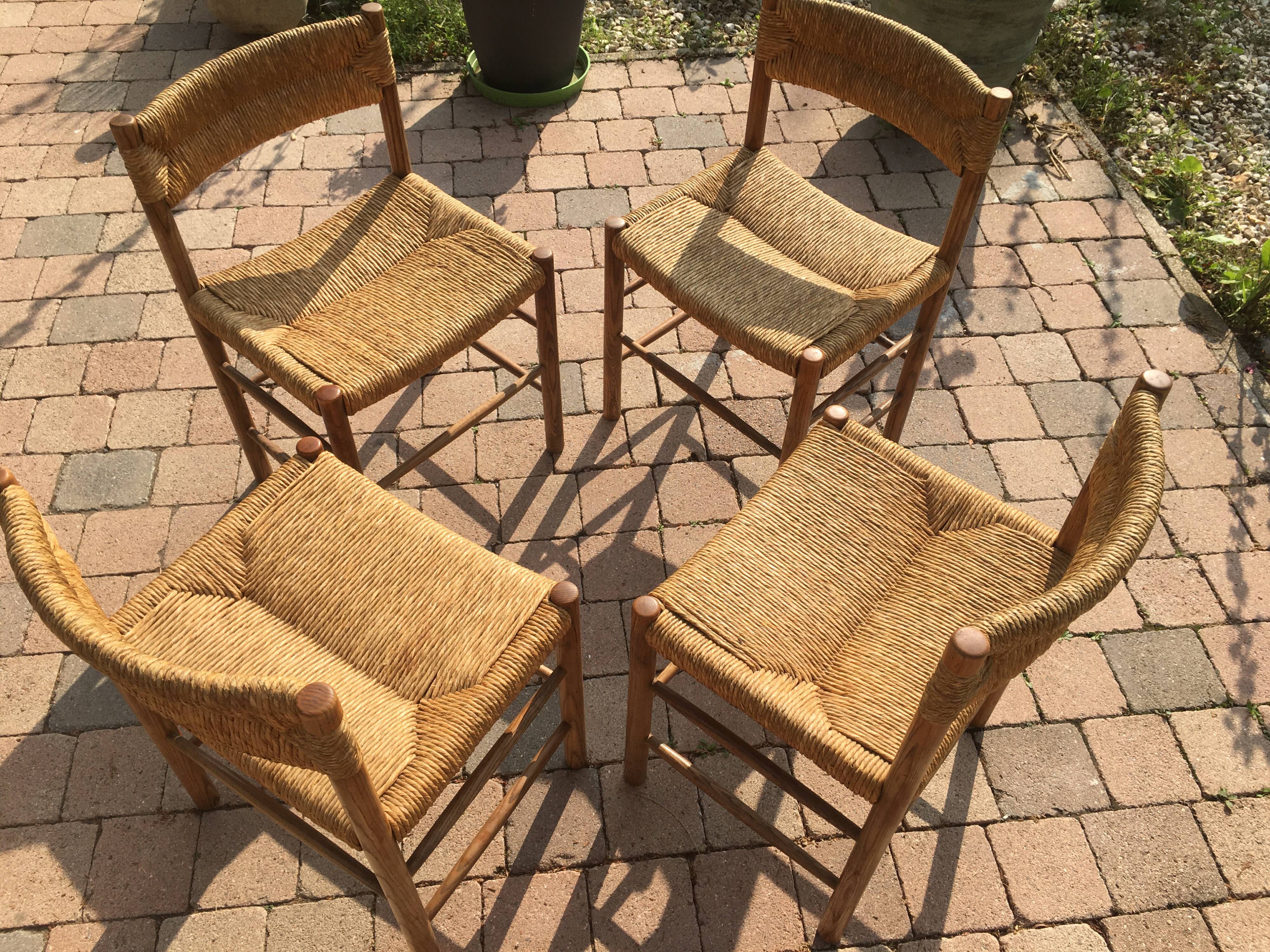 Lot of 4 chairs Dordogne of Robert Sentou 1960