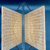 Foldable metal and rattan magazine rack