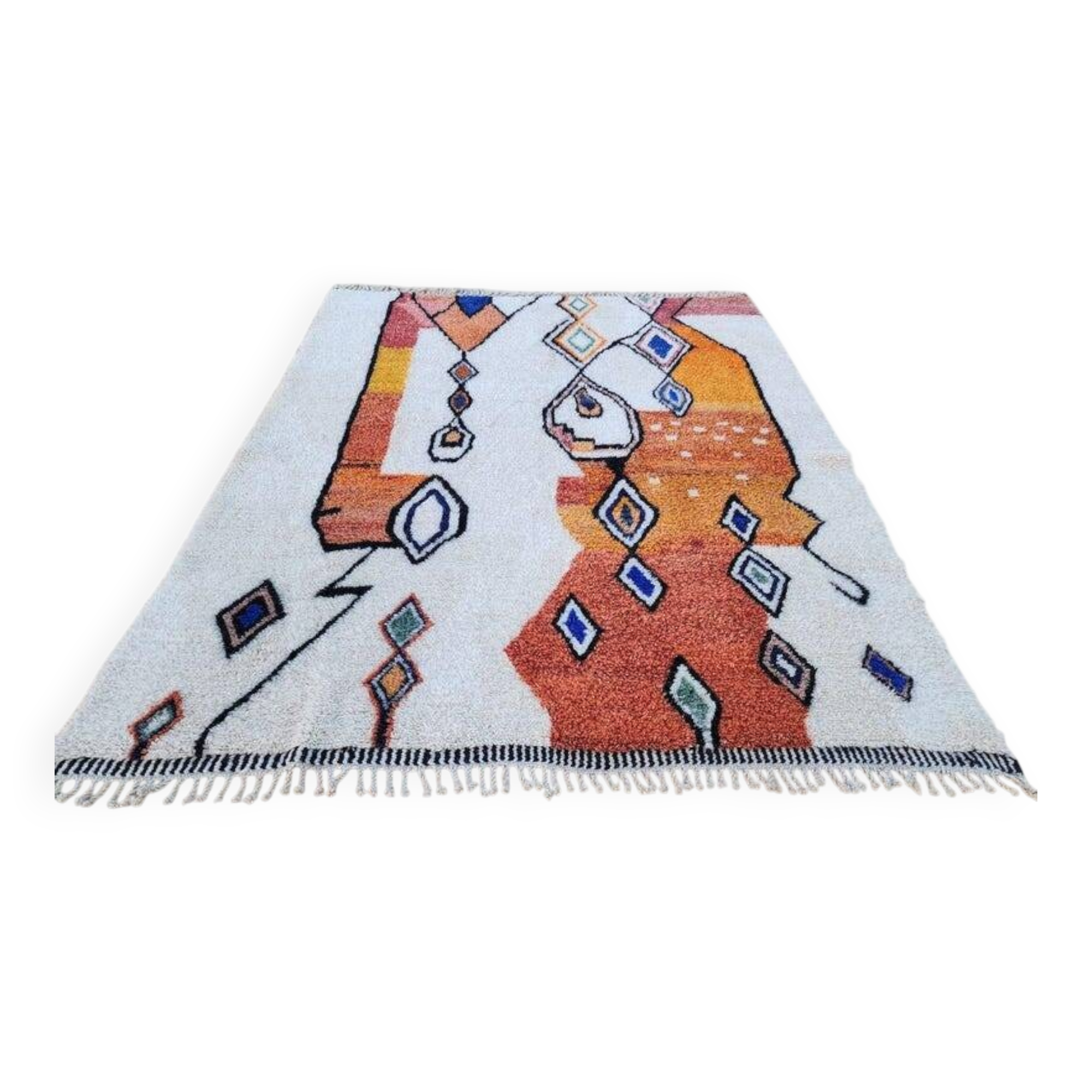 Handwoven terracotta wool rug 150/250cm