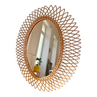 Miroir ovale en osier