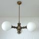 Wooden Sputnik Chandelier Vintage Pendant Lamp Rustic Hanging Light 1970's