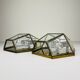 Hexagonal wall sconces in gilded brass and crystal, 1970s, set of 2.