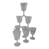 Set of 9 wine glasses in crystalline engraved 60s