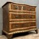 Louis XV style curved chest of drawers in rosewood and rosewood marquetry