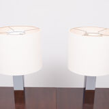 Goffredo Reggiani Chrome Square Table Lamps, Italy, 1960s